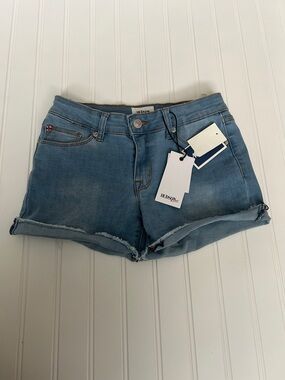 Hudson Jeans Light Blue Denim Rolled Cutoff Shorts